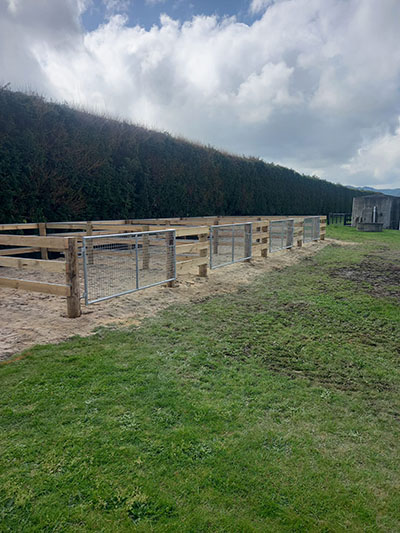 Timber stalls with aluminum gates