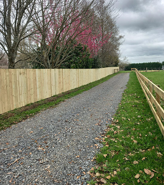 Newly completed timber fencing